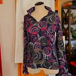 Athleta Quarter Zip Pullover Womens Size Medium Colorful Travel Athleisure